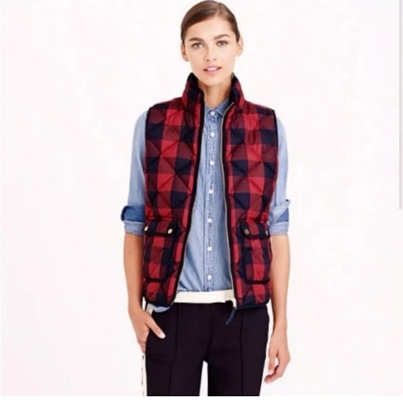 J Crew Excursion plaid quilted black and red checkered preppy vest size XL - Picture 14 of 14